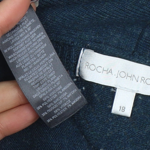 Rocha John Rocha Womens Navy Blue Size 18 Cardigan Long Sleeve Knit