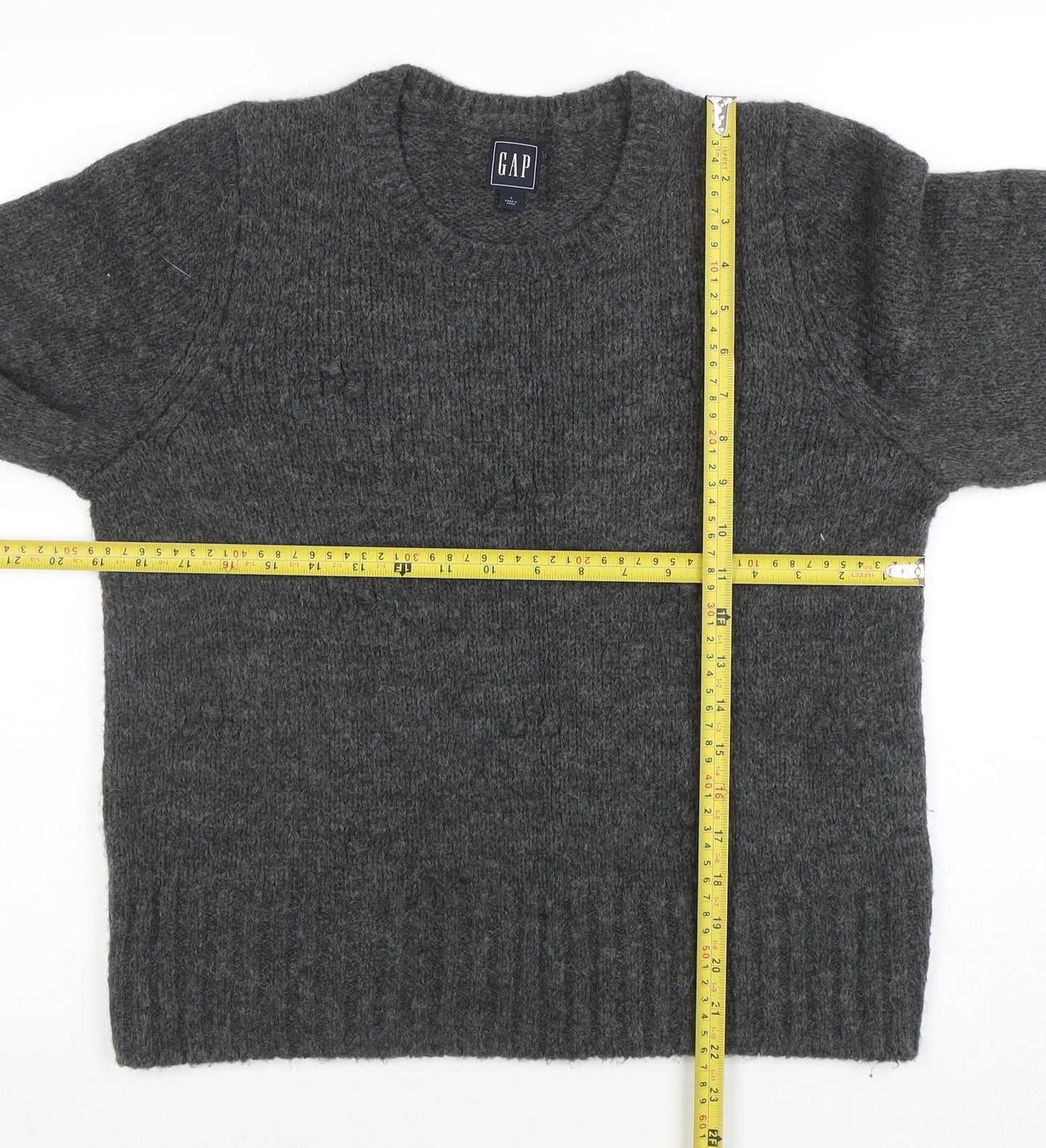 GAP Womens Grey Chunky Knit Wool Blend Pullover Jumper Size S