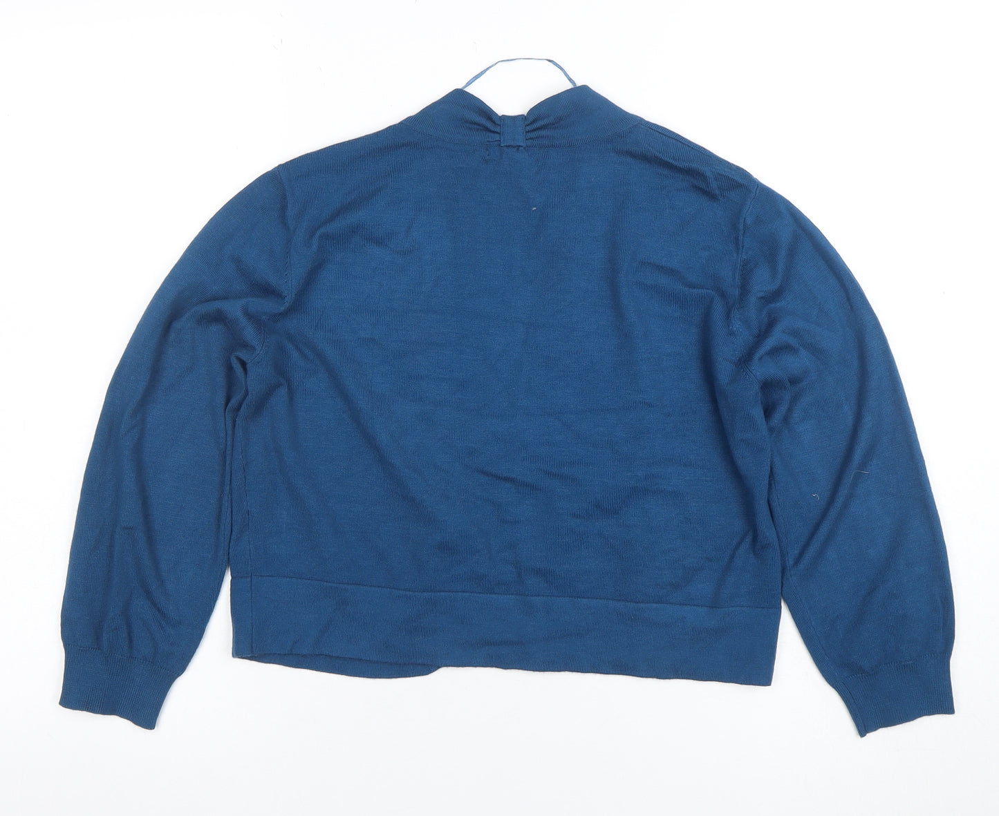 Roman Women Blue V-Neck Open Knit Cardigan Size 14