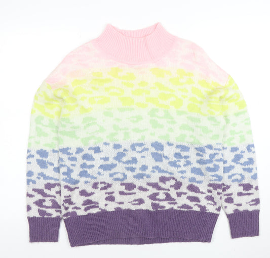 Next Womens Multicoloured Animal Print Mock Neck Jumper Size S