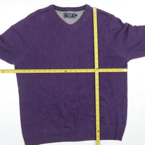 Maine New England Men's Purple Cotton V-Neck Jumper M