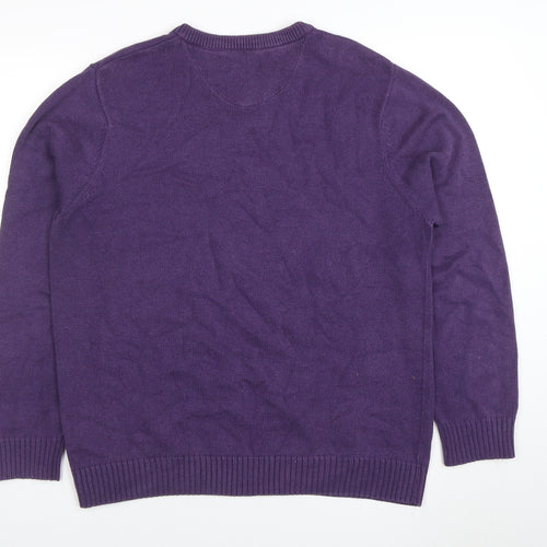 Maine New England Men's Purple Cotton V-Neck Jumper M