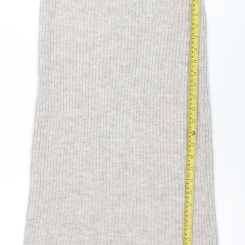 H&M Mama Beige Knit Bodycon Roll Neck Maternity Midi Dress Size 12