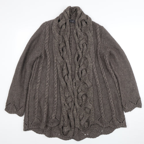 Marks and Spencer Women Brown Cable Knit Long Sleeve Cardigan Size 12