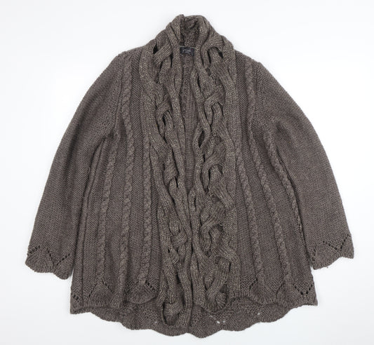 Marks and Spencer Women Brown Cable Knit Long Sleeve Cardigan Size 12