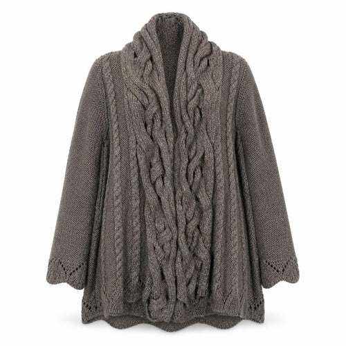 Marks and Spencer Women Brown Cable Knit Long Sleeve Cardigan Size 12