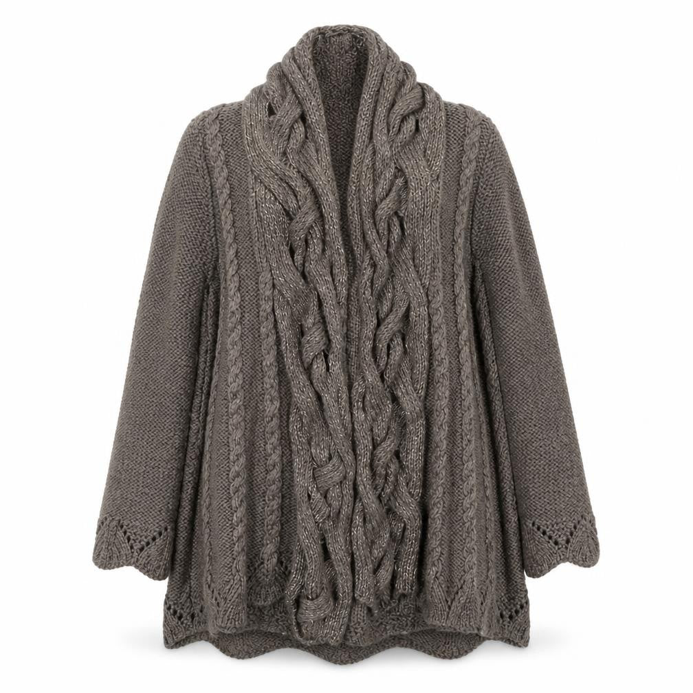 Marks and Spencer Women Brown Cable Knit Long Sleeve Cardigan Size 12