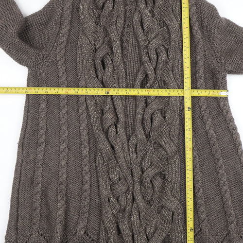 Marks and Spencer Women Brown Cable Knit Long Sleeve Cardigan Size 12