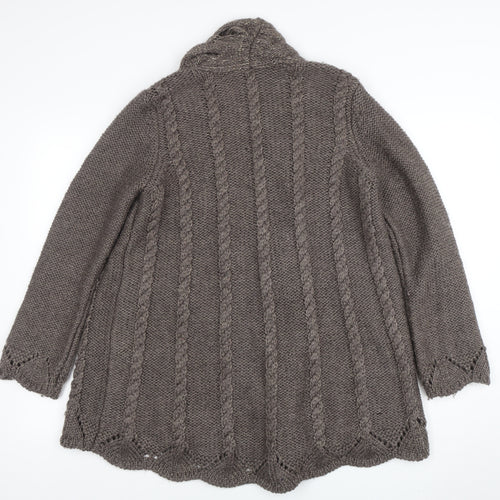 Marks and Spencer Women Brown Cable Knit Long Sleeve Cardigan Size 12