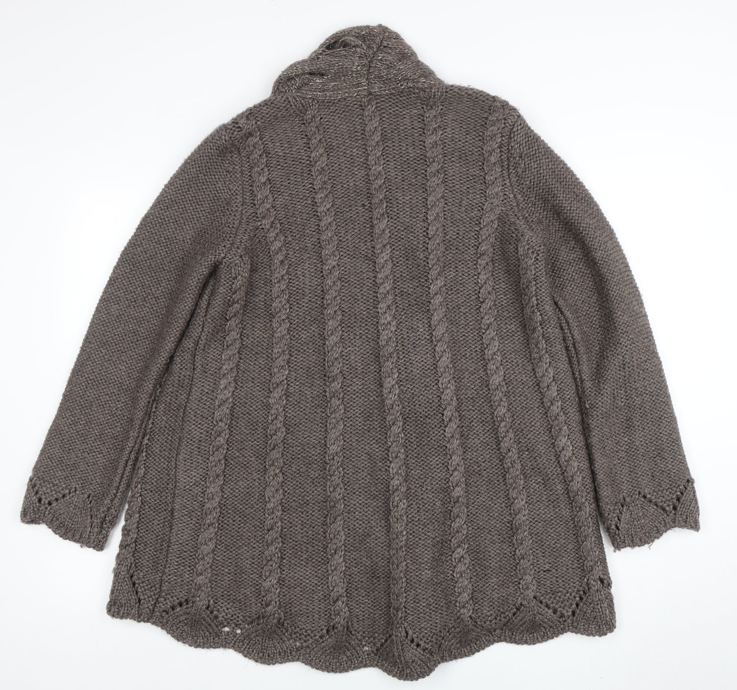 Marks and Spencer Women Brown Cable Knit Long Sleeve Cardigan Size 12