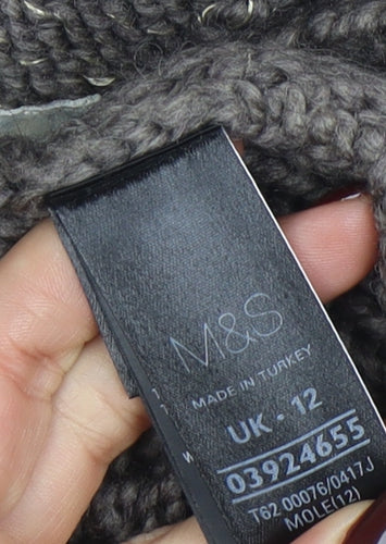Marks and Spencer Women Brown Cable Knit Long Sleeve Cardigan Size 12