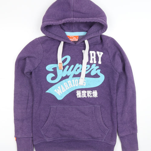 Superdry Womens Purple Pullover Hoodie Small Cotton Blend