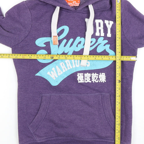 Superdry Womens Purple Pullover Hoodie Small Cotton Blend