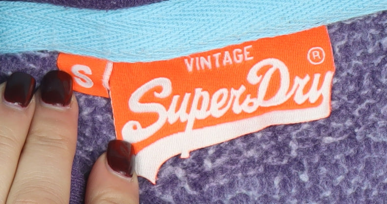 Superdry Womens Purple Pullover Hoodie Small Cotton Blend