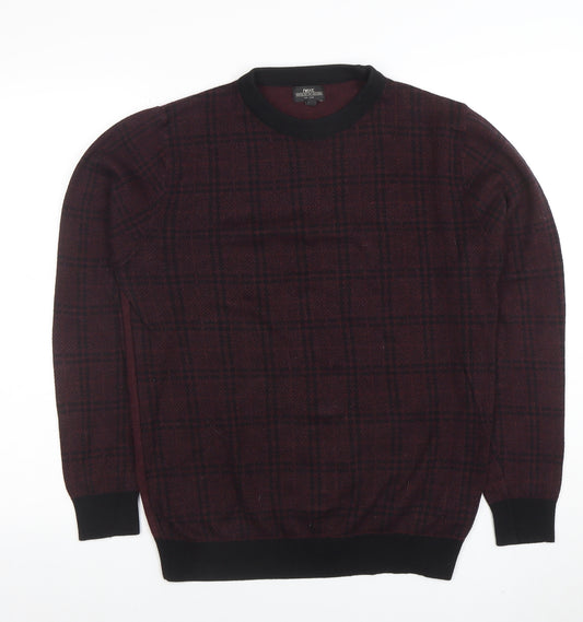 Next Men’s Red Check Crew Neck Cotton Jumper Medium