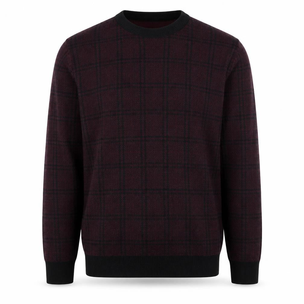 Front view of Next Men’s Red Check Crew Neck Cotton Jumper Medium