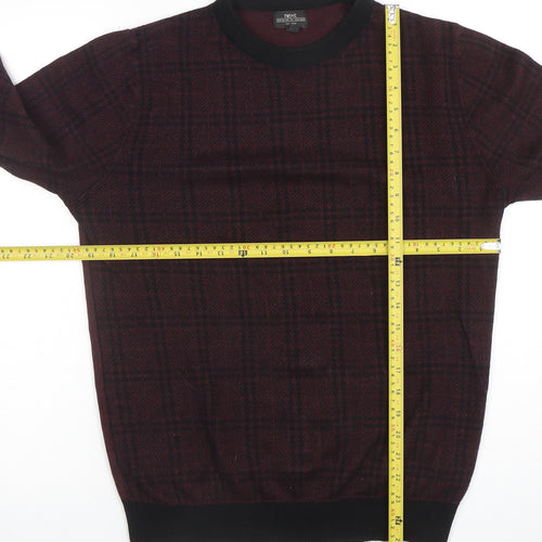 Next Men’s Red Check Crew Neck Cotton Jumper Medium