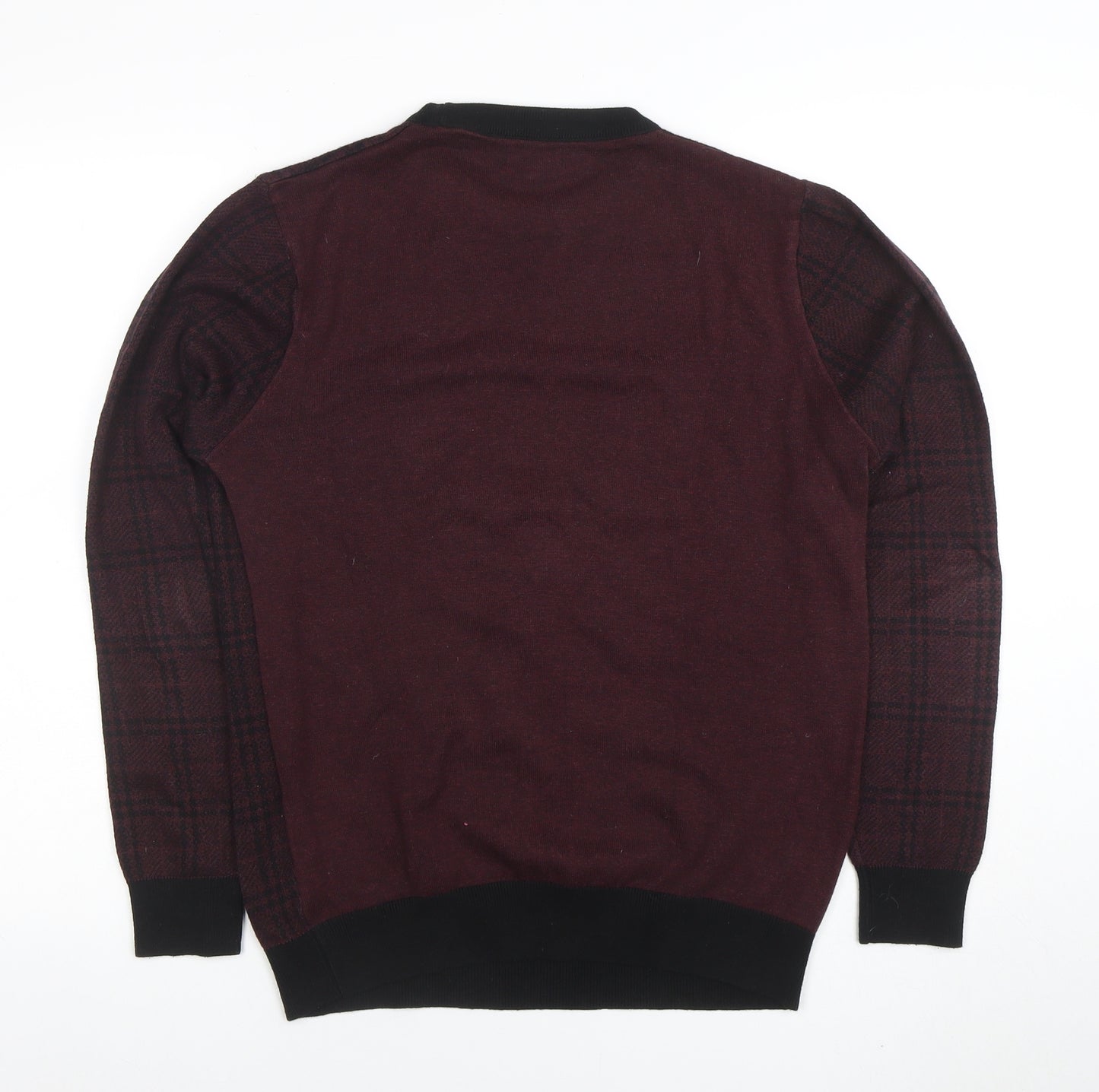 Next Men’s Red Check Crew Neck Cotton Jumper Medium