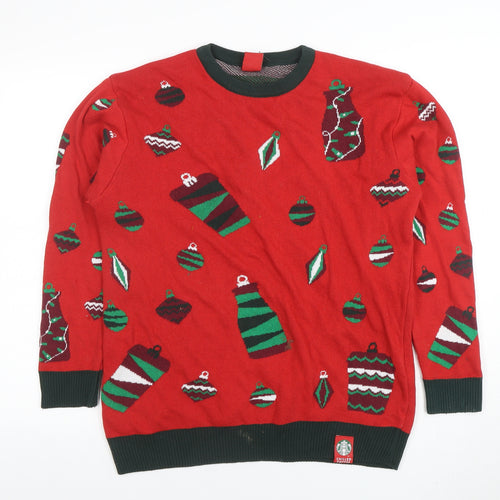 Starbucks Women’s Red Christmas Crew Neck Pullover Jumper Size L