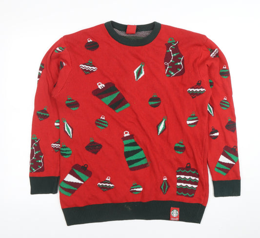 Starbucks Women’s Red Christmas Crew Neck Pullover Jumper Size L