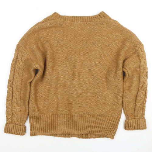 GUESS Women’s Beige Cable-Knit Cardigan XS V-Neck Soft Wool Blend