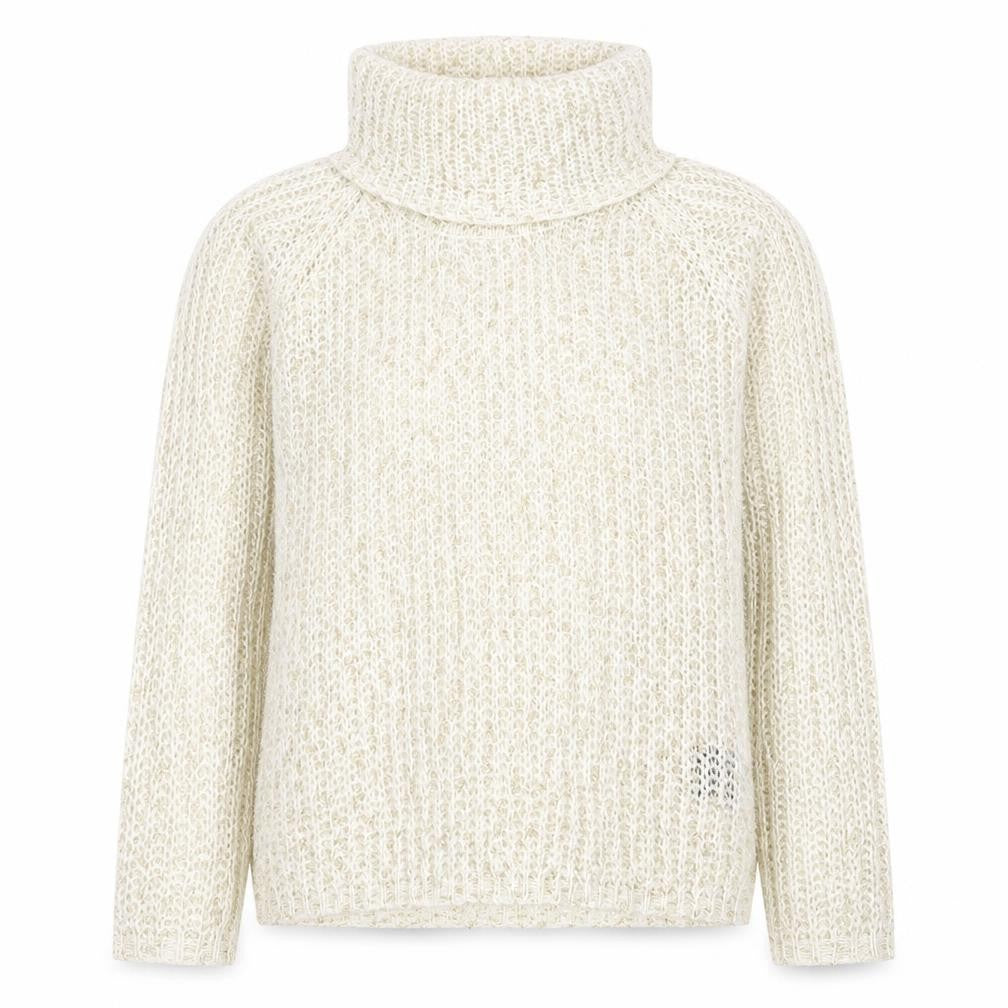 Front view of Anna Rose Women Ivory Chunky Roll Neck Knit Jumper, size M