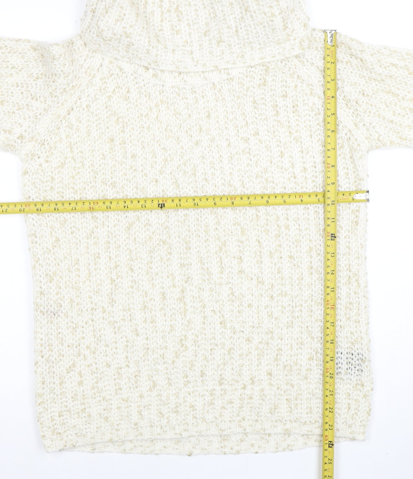 Anna Rose Women Ivory Chunky Roll Neck Knit Jumper Size M