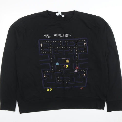 Pac-Man by Bravado Men's Black 2XL Pullover Crew Neck Sweatshirt