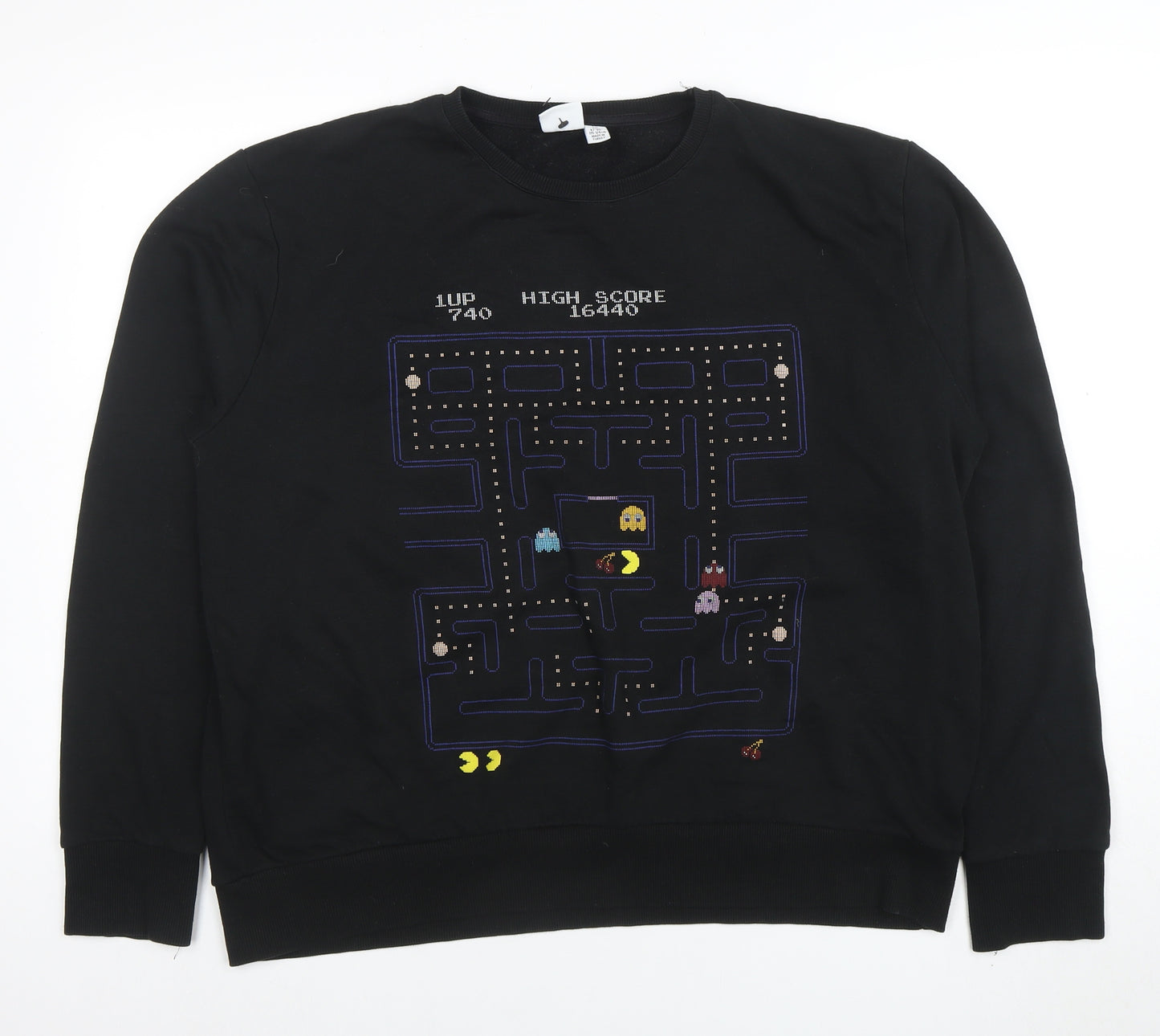 Pac-Man by Bravado Men's Black 2XL Pullover Crew Neck Sweatshirt