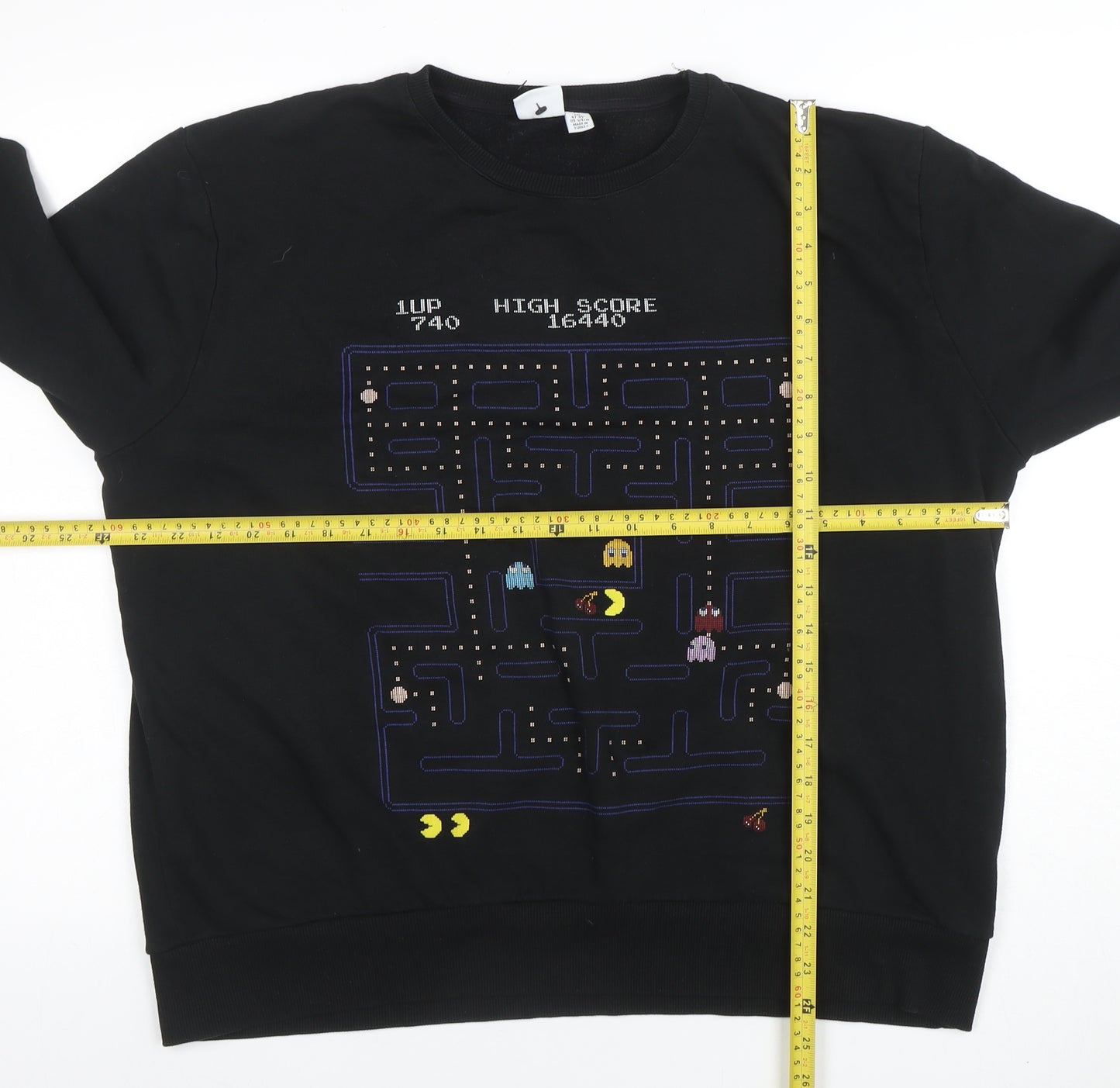 Pac-Man by Bravado Men's Black 2XL Pullover Crew Neck Sweatshirt