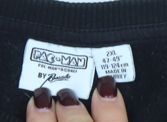 Pac-Man by Bravado Men's Black 2XL Pullover Crew Neck Sweatshirt