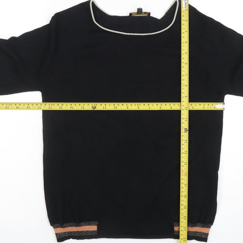 1.2.3 Paris Women's Black Boat Neck Knit Blouse Size 8