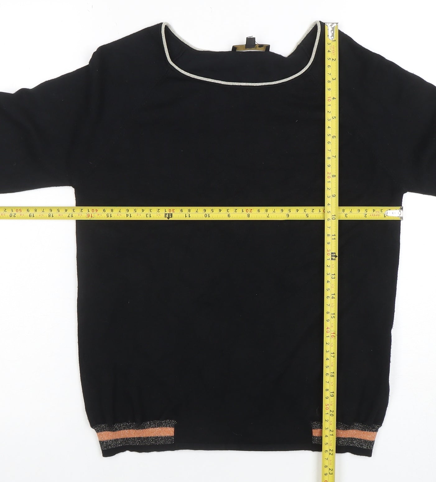 1.2.3 Paris Women's Black Boat Neck Knit Blouse Size 8