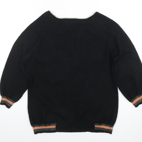 1.2.3 Paris Women's Black Boat Neck Knit Blouse Size 8