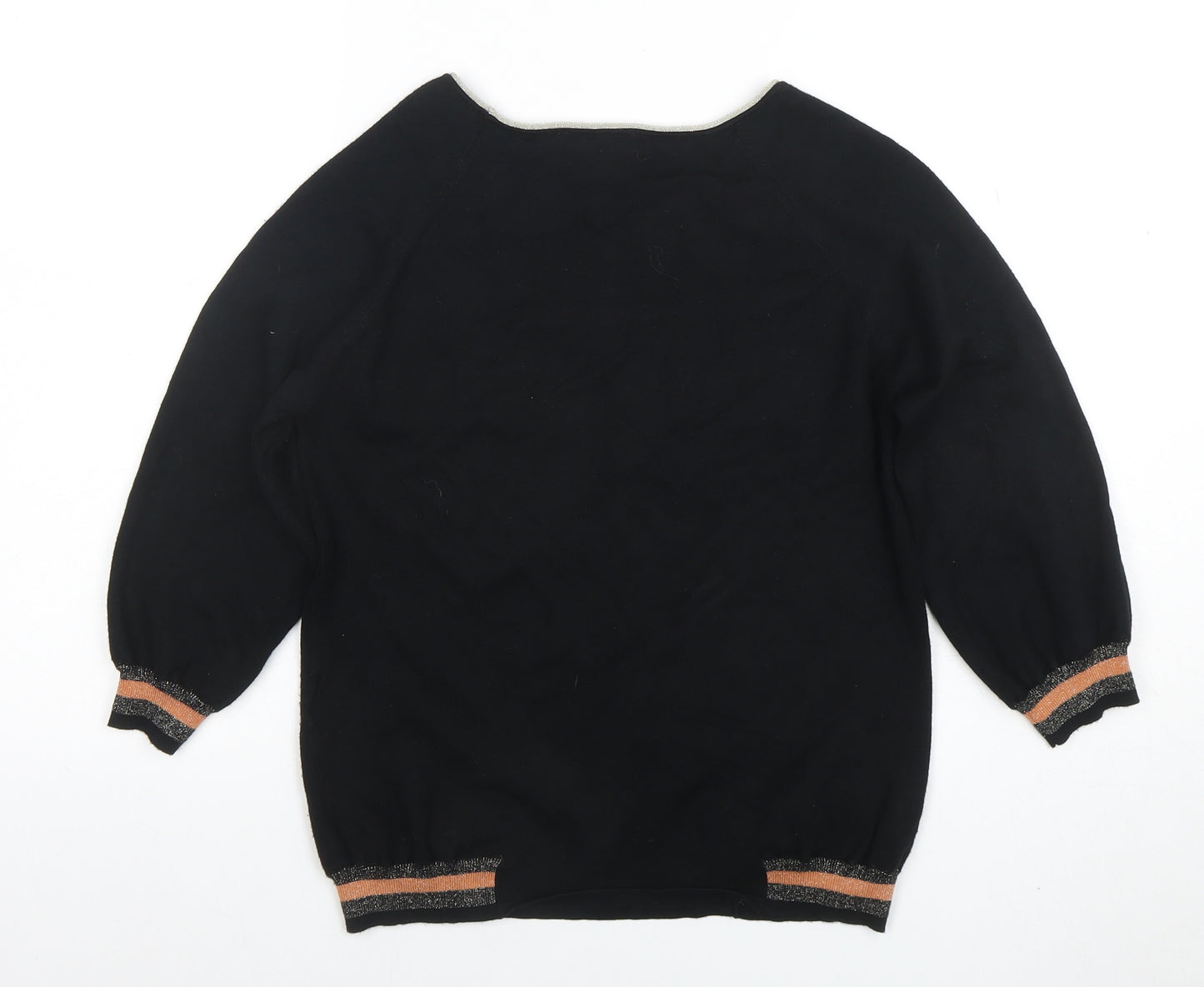 1.2.3 Paris Women's Black Boat Neck Knit Blouse Size 8