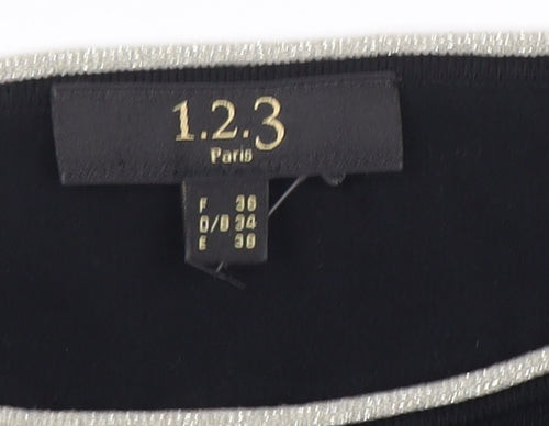 1.2.3 Paris Women's Black Boat Neck Knit Blouse Size 8