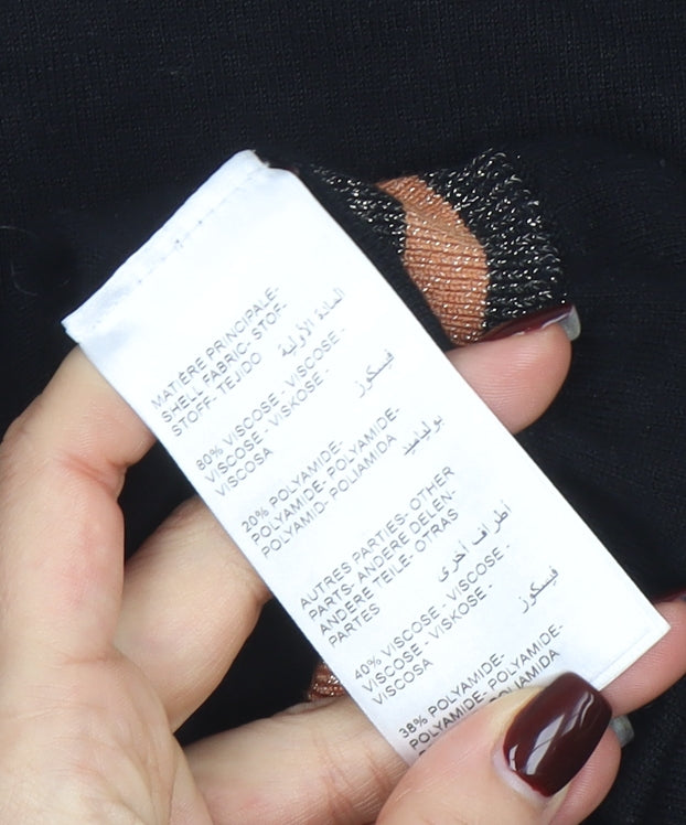 1.2.3 Paris Women's Black Boat Neck Knit Blouse Size 8