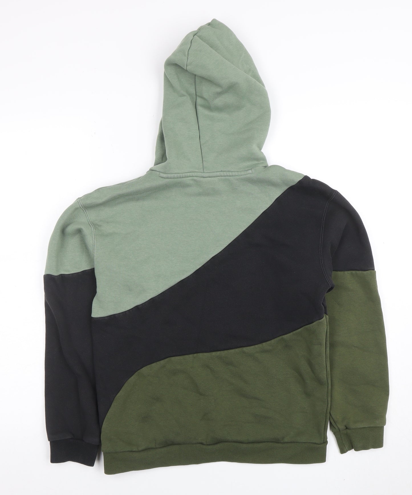 Puma Boys Green & Black Colourblock Pullover Hoodie Size 13-14 Years