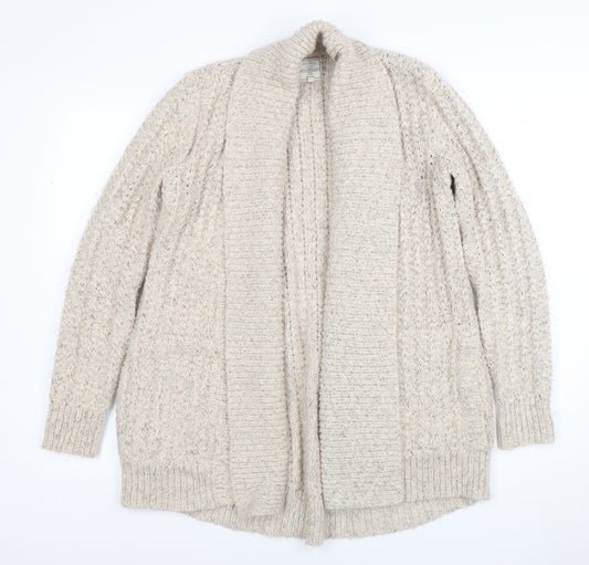 Fat Face Women Beige Chunky Knit Open Cardigan L