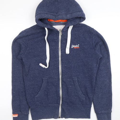 Superdry Men's Blue Full Zip Hoodie Size S Orange Label