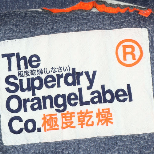 Superdry Men's Blue Full Zip Hoodie Size S Orange Label
