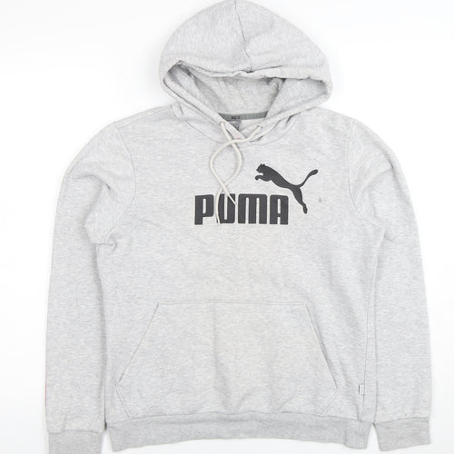 Puma Women’s Grey Pullover Hoodie Size 12 Classic Logo Hooded Sweatshirt