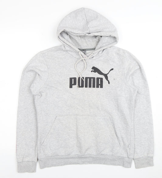 Puma Women’s Grey Pullover Hoodie Size 12 Classic Logo Hooded Sweatshirt