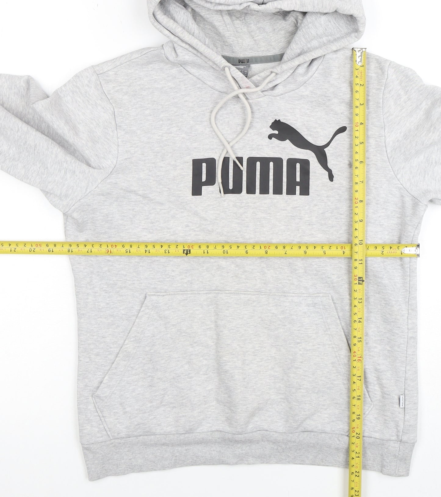 Puma Women’s Grey Pullover Hoodie Size 12 Classic Logo Hooded Sweatshirt