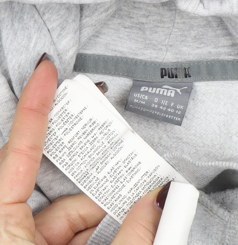 Puma Women’s Grey Pullover Hoodie Size 12 Classic Logo Hooded Sweatshirt