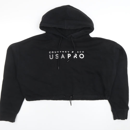 USA Pro Courtney Black Women's Black Cropped Hoodie Size XL