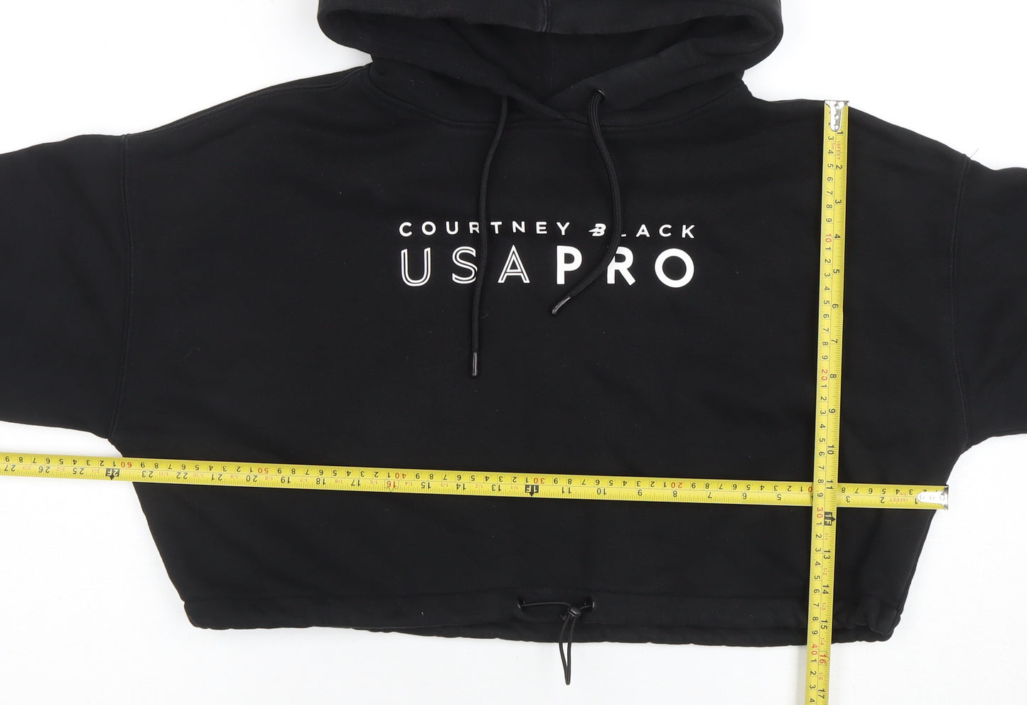 USA Pro Courtney Black Women's Black Cropped Hoodie Size XL
