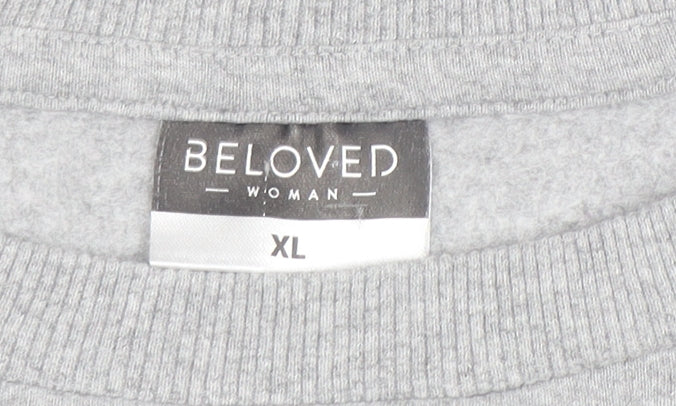 Beloved Woman Grey XL Pullover Sweatshirt Sophisticated Print