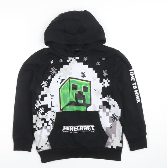 Minecraft Boys Black Hoodie 7-8 Years Creeper Graphic Pullover