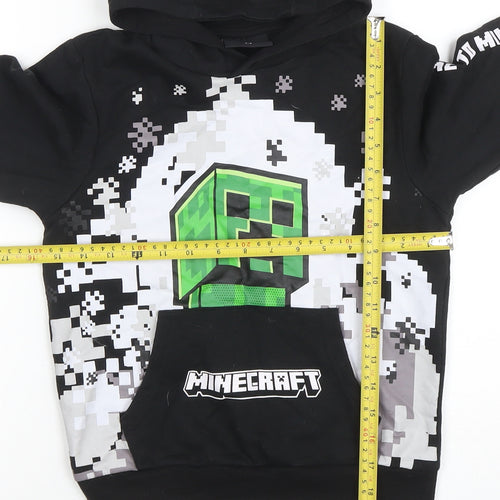 Minecraft Boys Black Hoodie 7-8 Years Creeper Graphic Pullover